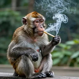 a monkey smoking a joint