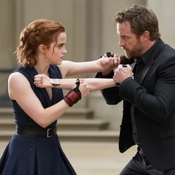 emma watson engaged in combat with barry b benson