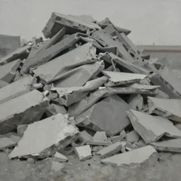 cool soft painterly warped wadded knotted heap, dull grey expressionism, masterful rendering of construction rubble