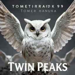 Twin Peaks book movie poster artwork by Tomer Hanuka Rendering of an flock ominous owl with a secret, ancient symbol behind it, full of details, by Makoto Shinkai and thomas kinkade, Matte painting, trending on artstation and unreal engine