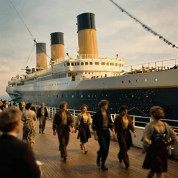 inside the titanic in 1970, watching people walking