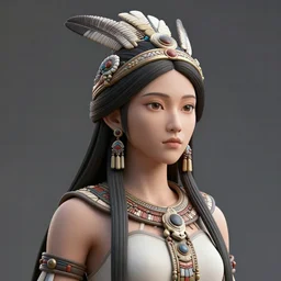beautiful detailed 3 d matte painting of female empress of the dead, indigenous, tribal, mononoke, wearing a golden crown, with a pale pink, by ellen jewett, tomasz alen kopera and justin gerard