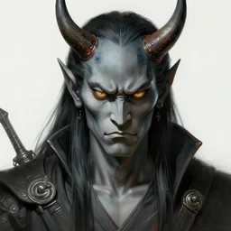 portrait, cyberpunk japanese oni demon with hrons, stern expression, long hair, highly detailed, digital painting, artstation, concept art, smooth, sharp focus, illustration, artgerm, tomasz alen kopera, peter mohrbacher, donato giancola, joseph christian leyendecker, wlop, frank frazetta