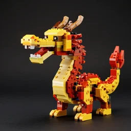 “fire breathing dragon made from Lego”