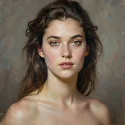 portrait of a gorgeous valkyrie who looks like a young lauren holly by boris vallejo and julie bell, upper body, soft details, soft lighting, oil painting, HD, elegant, intricate, masterpiece