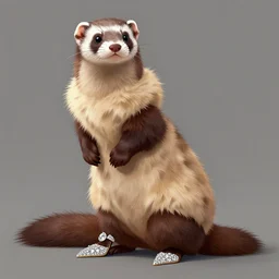 detailed illustration : ferret character : wearing a sexy fur dress : wearing diamonds stiletto : head torso legs : behance artstation : lorax movie
