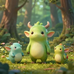 forest sprite cute monsters, octane render, zbrush, 8 k, high - level details, blender, soft light
