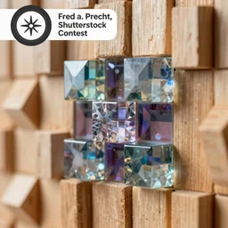 a close up of a wall made of wood, a microscopic photo by fred a. precht, shutterstock contest winner, crystal cubism, dye - transfer, ultrafine detail, uhd image