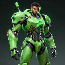 mecha steampunk green neon concept art of Hicham Habchi, trending on ArtStationH, very detailed, high quality