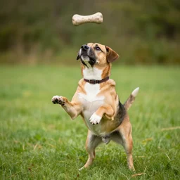 a dog juggling bones