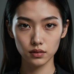 a portrait of a cyber chick with attitude, dark eyes, dark hair, olive skin, depth of field, zeiss lens, detailed, centered, artstation, fashion photoshoot, by Annie Leibovitz and Steve McCurry, David Lazar, Jimmy Nelsson, Breathtaking, 8k resolution, extremely detailed, beautiful, establishing shot, artistic, hyperrealistic, beautiful face, octane render