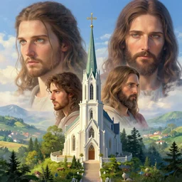 a photo of a dream world. it is a beautiful landscape. the detail is amazing. simply stunning. jesus, church, perfect faces, nuri iyem, james gurney, james jean, greg rutkowski, anato finnstark