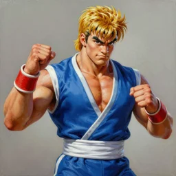 ultra realistic pee wee herman as ryu from street fighter, painting by frank frazetta, 4 k, ultra realistic, highly detailed,