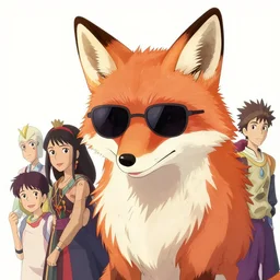 maximalist intimidating fox, sunglasses, trending on pixiv fanbox, painted by makoto shinkai takashi takeuchi studio ghibli, akihiko yoshida, yoshitaka amano, wangechi mutu, clean cel shaded vector art. shutterstock. behance hd by lois van baarle, artgerm, helen huang, rossdraws, illustration