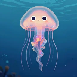 portrait of a cute anthropomorphic jellyfish with eyes, medium shot, digital art, by dan mumford, surrealistic, trending on cgsociety