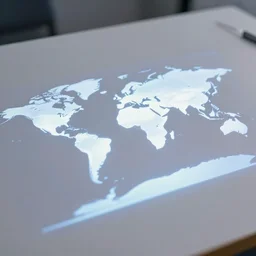 holographic projection of a world being created on a table, close - up view, cinematic lighting, science - fiction, detailed, matte painting, syd mead, john harris,