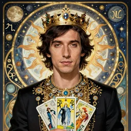 adam driver portrait by louis - theophile hingre and alphonse mucha, realistic, sharp focus, zodiac signs, tarot cards, planets, ethereal, art nouveau, magic, moon, sun, crown, dreamy, royal, jewellery