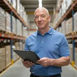 jeff bezos working in an amazon warehouse