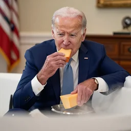 Joe Biden eating cheese in a bathtub