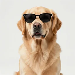 a female snotty bitchy golden retriever with euro sunglasses