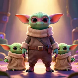 colorful full body shot of gizmo gremlin and grogu, trending on artstation, trending on deviantart ,cinematic backlighting, 8k, symmetrical, correct proportions, hyper detail