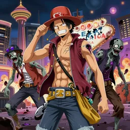 a beautiful picture of a zombie invasion in las vegas by eiichiro oda and greg rutkowski trending on artstation