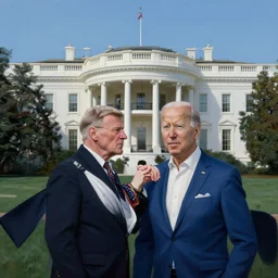 Walter White meets Joe Biden in the White House, photorealistic painting, cinematic, hyper realism, high detail