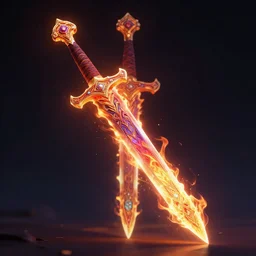 sword made of fire, colorful, beautiful, 4k