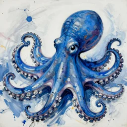 blue octopus. detailed. deep. masterpiece. jackson pollock