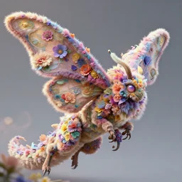low angle shot of a colourful fuzzy, flowery, elegant, kaiju moth dragon, alphonse mucha, rhads, ross tran, artstation, artgerm, octane render, 1 6 k