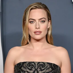 margot robbie wearing a beautiful skirt, highly detailed, realistic face features