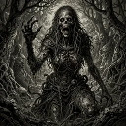 Dark art, grungy, nightmare horror, hyperdetailed, artstation, trending on cgsociety, ultra high quality, golden ratio, intricate artwork masterpiece, by Tom Bagshaw, greg rutkowski, by Gustave Dore, 8k, High contrast