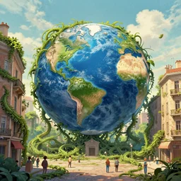 earth is taken over by giant vines entangling every building and every person on the streets, by jean - pierre ugarte and ivan aivazovsky