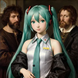 beautiful renaissance painting portrait of hatsune miku by sandro botticelli, jan van eyck, tiziano vecelli, piero della francesca