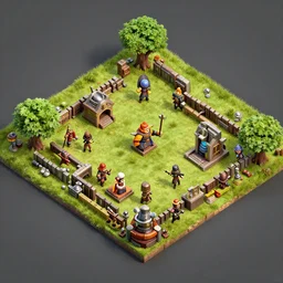 isometric game level by style of clash of clans, octane render, concept art