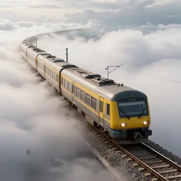 train going through clouds, greg rutkowski, trending on artstation, highly detailed