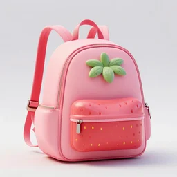 a model backpack in strawberry fruit shape, digital art, artgem, octane render, unreal render, hyperrealistic, artstation, hasselblad photo, 4 k resolution, fashion design, product photo, product design, vivid colorful background, strawberry