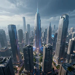 apocaliptic city dominated by artificial intelligences