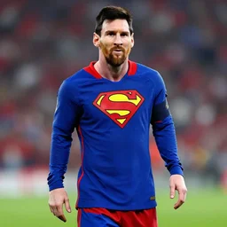 a still of Messi as Superman