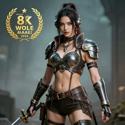 photo of a beautiful female atompunk warrior, 8 k, hdr, smooth, sharp focus, high resolution, award - winning photo