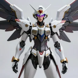 uncropped stealthy Feminine mecha (with futuristic jet armor and wings) with a heart visor helmet, symphogear, full body character portrait, neon hologram armor, hi-tech, trending on Artstation, digital painting, concept art, sharp focus, illustration, art by WLOP and Greg Rutkowski