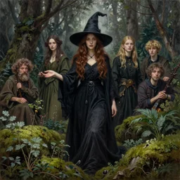 Portrait beautiful witch forest moss plants, 4k, oil on linen, by wlop, artgerm, andrei riabovitchev, nuri iyem, james gurney, james jean, greg rutkowski, highly detailed, soft lighting, 8k resolution, oil on canvas