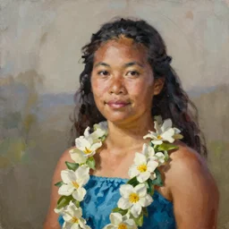 portrait of a hawaiian woman ( 3 5 ) from hawaii in 2 0 2 1, an oil painting by ross tran and thomas kincade