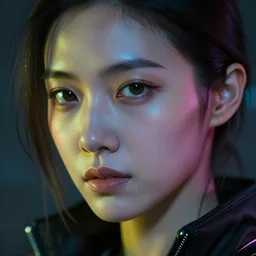 realistic detailed face of Cyberpunk woman, portrait, Cyberpunk, glowing skin, beautiful girl, extremely detailed, sharp focus, model