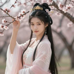 a fantasy comic book style, portrait painting of a beautiful chinese fairy of prunus, anime, artstation, unreal engine 5, daz, hyper realistic, octane render, rpg
