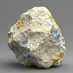 3 dimensional solid large fragments of solid oil pant, colours cream naples yellow and blue - grey