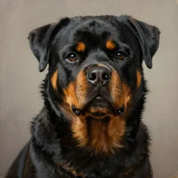 buff rottweiler, oil painting, artgerm, portrait, highly detailed, artstation