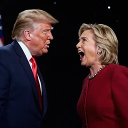 hillary clinton yelling at donald trump in space