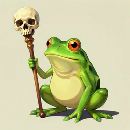 frog with a staff with a human skull on top, behance hd artstation, style of jesper ejsing, by rhads, makoto shinkai and lois van baarle, ilya kuvshinov, ossdraws