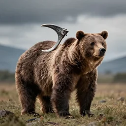 a bear that has an axoral on its back's on pain and joy that is best left alone